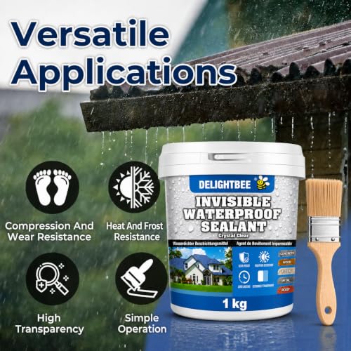 Image of 1Kg Waterproof Glue for Leakage Strong & Transparent Water Proof Glue Plus Brush Epoxy Resin for Water Proofing for Indoor & Outdoor Crack Seal Agent Roof Water Leakage Adhesive Sealant
