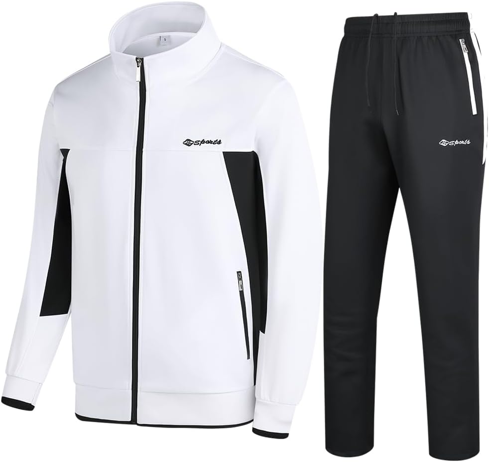 Men's Casual Athletic Tracksuit Long Sleeve Sweatsuit Set Full Zip Running Jacket and Pants 2 Piece Outfits