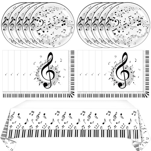 41 PCS Music Theme Party Decorations Music Theme Party Disposable Tableware Dessert Plates and...