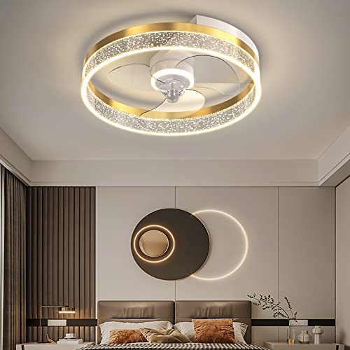 Ventilateur de plafond pour chambre et salon connecté LED ventilateur rond noir