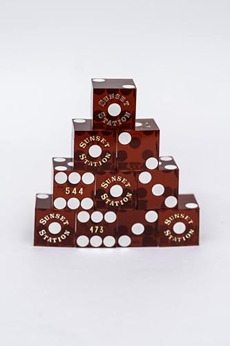 Miniatura 8 de Auténticos dados usados en el casino de Las Vegas, 15 piezas, rojo pulido, rojo esmerilado, verdeazulmorado, grado profesional con números de serie,