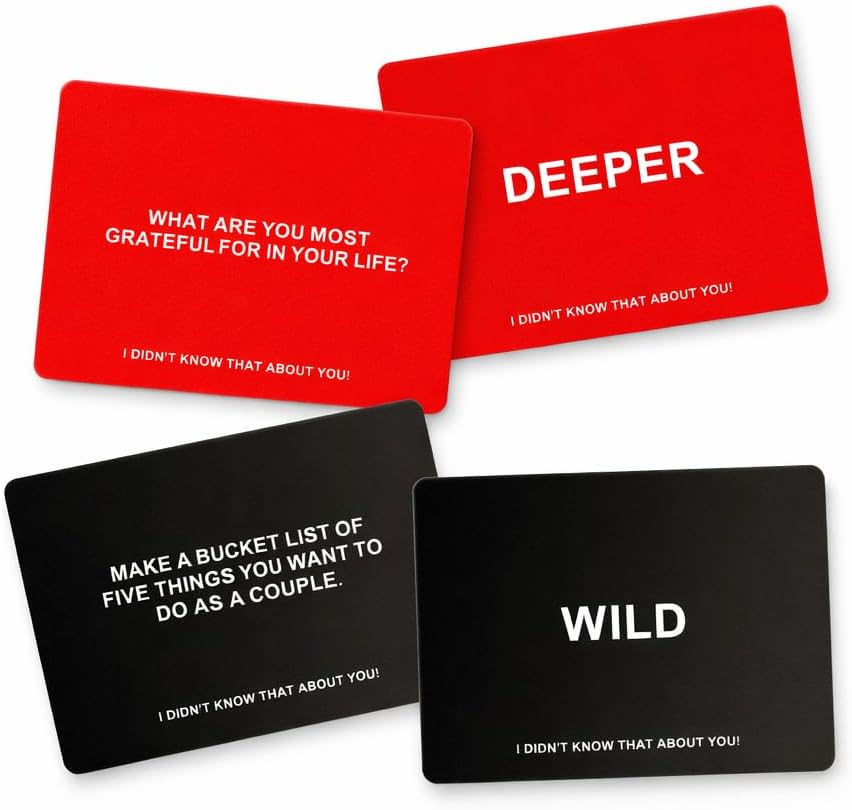 I Didn’t Know That About You! Couples Conversation Cards – 100 Questions for Date Night, 4 Levels (Ice Breaker to Deeper), Meaningful Gift for Anniversaries & Weddings