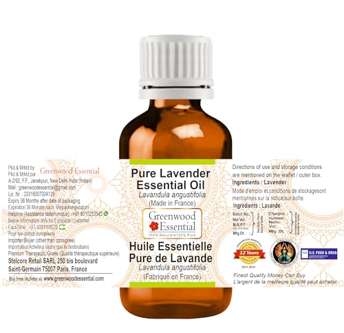 Image of Greenwood Essential Lavender Essential Oil (Lavandula angustifolia) Pure | Non-Sticky | Non-greasy | Lightweight | Men & Women | All Skin Types | Steam Distilled 100ml