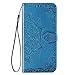 Produktbild FINEONE Hülle für Oppo Find X2 Lite Leder Flip Wallet Case, Schmetterling Blumen Handyhülle PU Leder Tasche Case, Kartensteckplätzen Schutzhülle Ständer Etui-Blau