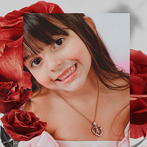 Rose Heart Necklaces For Women Teen Girls Gifts, Dainty Love Letter Pendant Initial C Necklace Jewelry Anniversary Valentines Birthday Gifts Necklaces For Women Teen Girls Girlfriend Wife Mom Daughter #TOP4