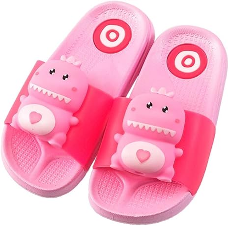 Amazon 子供 夏用スリッパ 外でサンダル キャラクター 恐竜 キッズ 可愛い 滑りにくい おしゃれ 柔らかい ギフト 快適 歩きやすい 蒸れにくい 前開き 来客用 オールシーズン 室内 Pvc ルームシューズ ピンク バススリッパ ホーム キッチン オンライン通販
