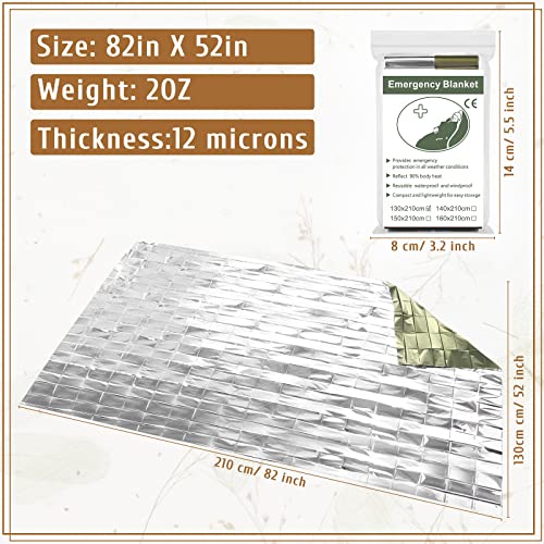 50 Pieces Emergency Mylar Thermal Blankets Space Blanket Survival Kit