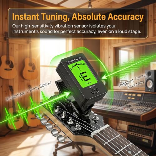 Image of Guitar Tuner Clip On Ukulele Tuners for All Instruments Guitar Bass Ukulele Violin banjo (Tuner 1 Pack)