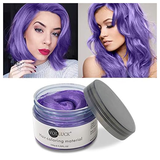 VOLLUCK Purple Hair Coloring Wax Temporary Hair Clay Pomades 4.23 oz,Natural Hair Dye Material Disposable Hair Styling Clay Ash for Cosplay,Halloween,Party