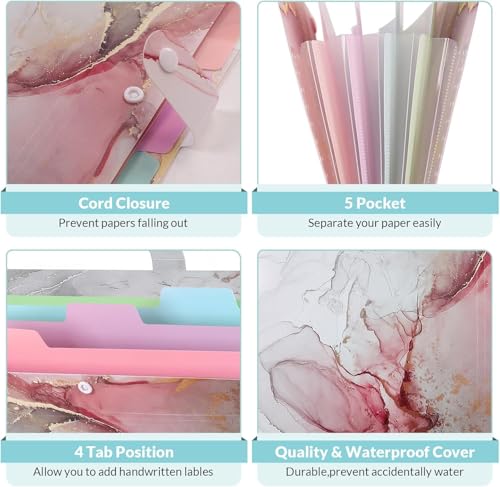 Image of Corslet Pack of 2 Expanding File Folder,Folders for Important Documents Organizer,Accordion File Organizer,Aesthetic Folders for School Students,5 Pockets File Folder for Home Bills with Lables