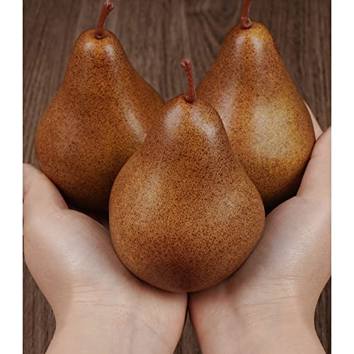 Mellshy 2Pcs Artificial Brown Pears Lifelike Fake Pears Fruit Model Photography Prop For Home Party Festival Decoration #TOP5