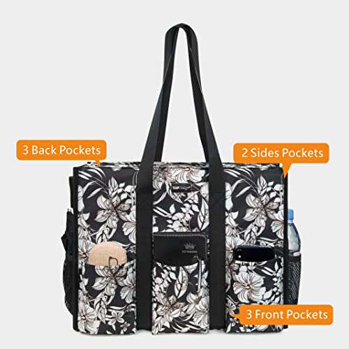 Image of TOPDesign Utility Water Resistant Tote Bag with 13 Pockets, Top Zipper Closure & Thick Bottom Support, for Working Women