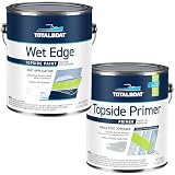 TotalBoat Wet Edge Topside Paint (Gallon, White) + Topside Primer (Gallon, Gray) – Complete Marine Paint and Primer Bundle