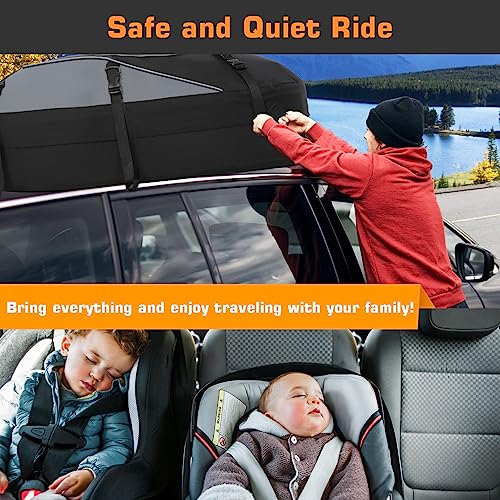 wasserdichtes Polyestergewebe glänzt. (118 Zeichen) - Detailansicht von Sailnovo Dachbox 20 Kubikfuß Faltbar Deal –...