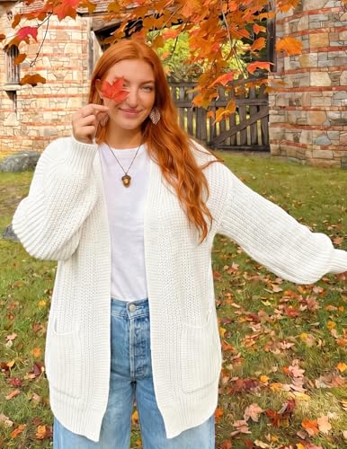 Image of MEROKEETY Long Sleeve Oversized Cardigan Sweaters for Women | Fall Winter Sweaters, Open Front, Chunky Knit, 2026 Casual Work Outerwear with Pockets