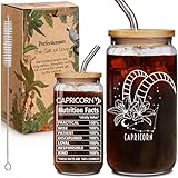 Capricorn Zodiac Beer 16oz Can Glass Cup Constellation Gift for January Birthday Women Girls Friend Sister, Capricorn Constellation Sign Star Drinking Jar for 12 Astrology Lovers with Gift Box