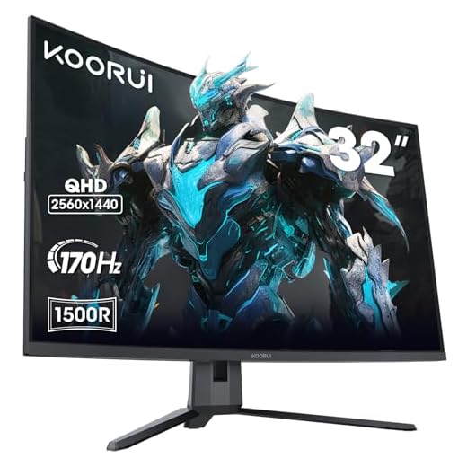 KOORUI Monitor Gaming Curvo 31,5 Pulgadas, Ultrawide Pantallas Ordenador QHD, VA, 1500R, 2xHDMI (170HZ or 144HZ), DP (170Hz) Tecnología AdaptiveSync, DCI-P3 90%, SRGB100%, VESA 75x75mm, Eye Care
