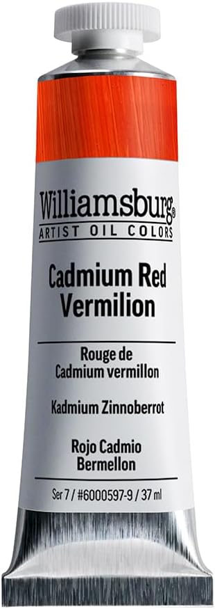 Williamsburg Artist Oil Colors by GOLDEN, Cadmium Red Vermilion, 37 ml tube, Professional Oil Paint, Opaque