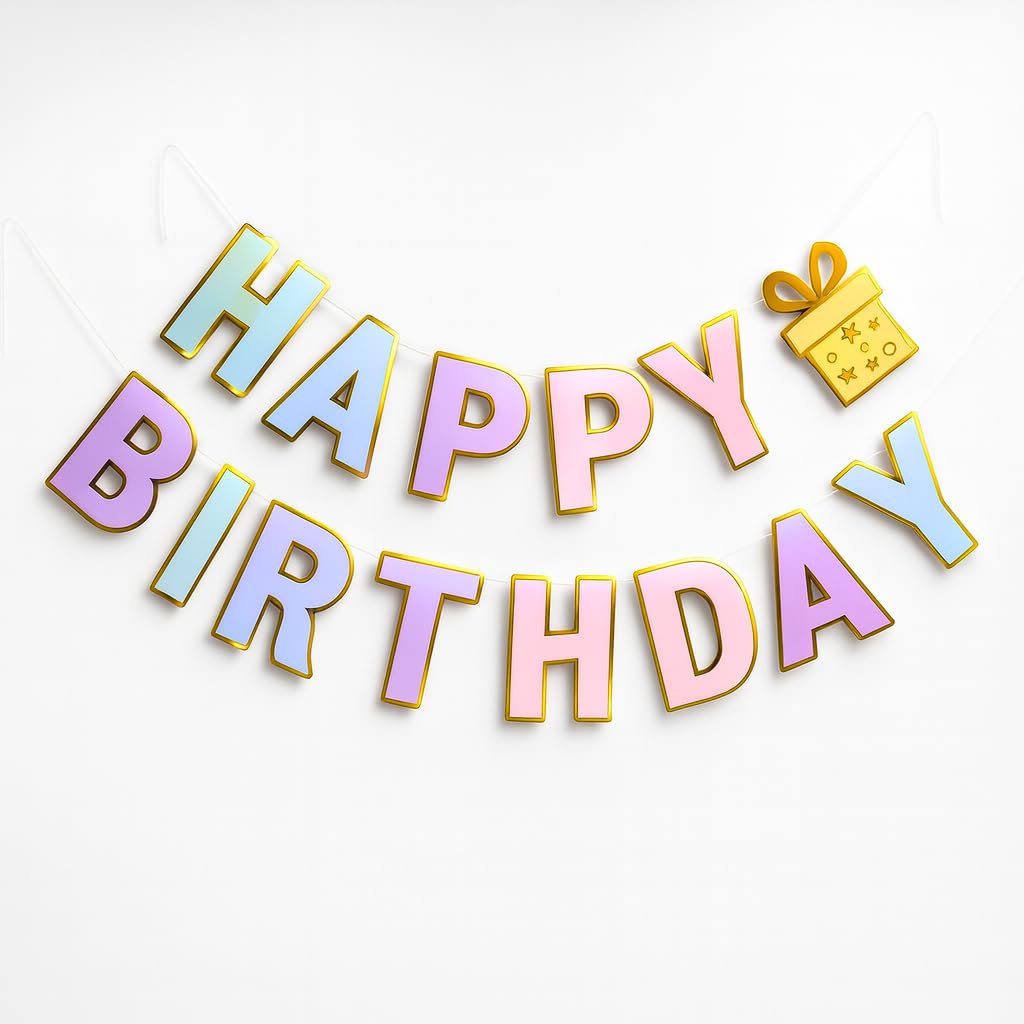 KatchOn, Pastel Happy Birthday Banner - 10 Feet, No DIY | Colorful Happy Birthday Sign for Birthday Decorations | Pastel Birthday Decorations for
