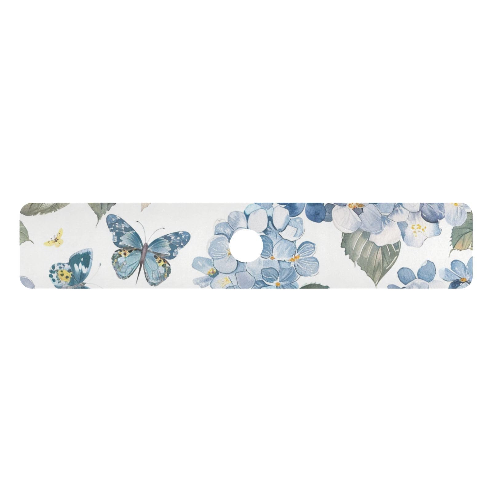 Blue Hydrangea Butterfly Kitchen Sink Splash Guard Faucet Mat Diatomite Absorbent Pad for Bathroom RV 30x5.4in 1PCS water