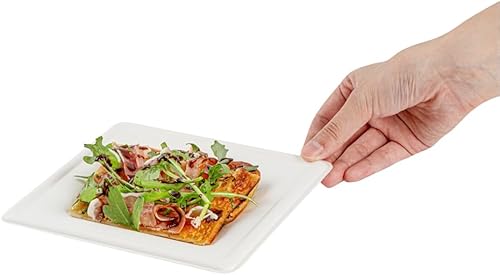 Miniatura 13 de Platos cuadrados medianos de 8 x 8 pulgadas, sin PFAS añadidos, 100 platos desechables, sostenibles, aptos para microondas y congelables, platos de
