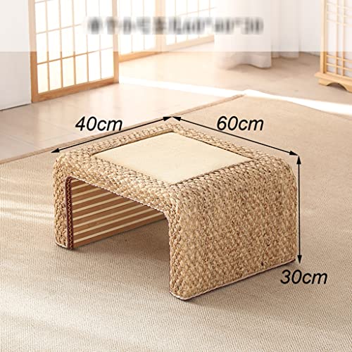Table à thé en rotin japonais table basse rectangulaire bois 3 pièces