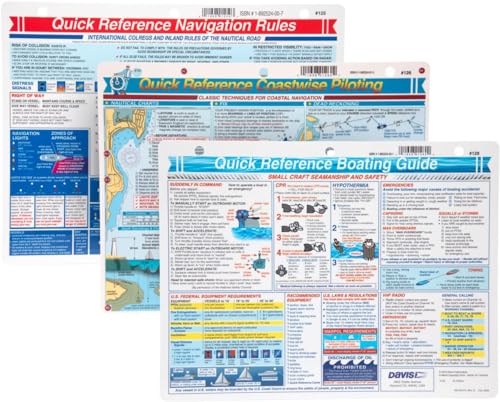 Davis Instruments Waterproof Boating Quick Reference Cards Bundle - Navigation 125, Coastal Piloting 126 & Procedures 128 (3 Items)