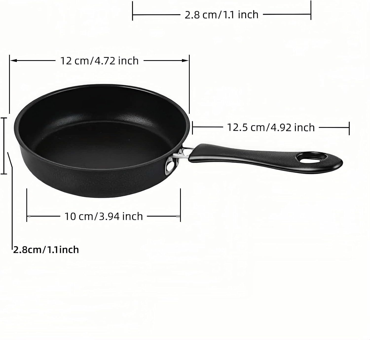 4.7inch Mini Non-Tick Egg Pan - 5-Layer Coating, Dishwasher Safe, Gas/Induction Compatible Small Frying Pan for Omelet, Pancake, Oven & Dishwasher Safe - Perfect for Camping & RV (Black) - Image 2