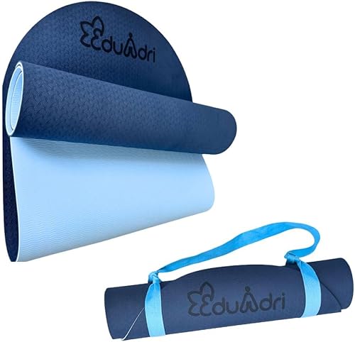 Miniatura 1 de Esterilla de yoga extra gruesa de alta calidad con correa de 0.236 pulgadas antideslizante, ecológica, TPE de alta densidad, ideal para el hogar,