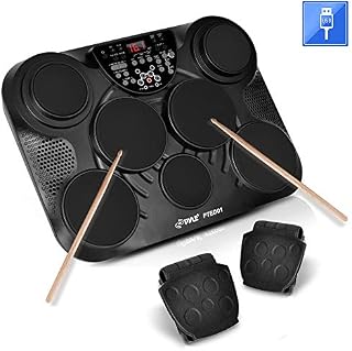 Pyle Portable Drums, Tabletop Drum Set, 7 Pad Digital Drum Kit, Touch Sensitivity