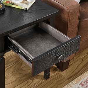 MODERION Square End Table with Large Drawer, Farmhouse Sofa Side Table with Leaf Carved Texture Design and Carved Leg, 17.7” Telephone Table, Nightstand, Easy Assembly, Smoked Black CJZ3106 MODERION Square End Table with Large Drawer Farmhouse Sofa Side Table with Leaf Carved Texture Design and Carved Leg 177 Telephone Table Nightstand Easy Assembly Smoked Black CJZ3106