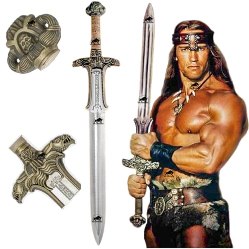 Conan the Barbarian Sword Real Full Tang Atlantean Swords | 5160 Carbon Steel Brass Fittings & Leather Sheath | Medieval Fantasy King Sword Prop | Gift for Him Christmas Viking Gift for Him