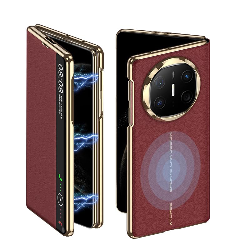 Housse Huawei Mate X6 en cuir rouge tout compris de qualité supérieure