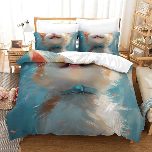 Housse de couette chat fermeture éclair parure lit 3 pièces douce pour garçon - 2