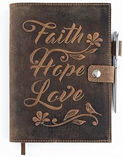 Leather Journal Refillable Notebook, Writing Journals for Women, Embossed Bible Journal Leather Notebook Cover with Pen, Leather Bound Journal Lined Paper A5 Diary, Vintage Travel Journal MOONSTER®