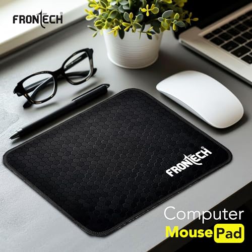 Image of FRONTECH Premium Mouse Pad | Micro-Textured Precision Surface | Anti-Slip Rubber Base | Durable Stitched Edges | Water & Heat Resistant | 232mm x 182mm x 2mm | 1 Year Warranty (MSP-0062 Black)