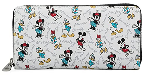 Loungefly Disney Wallet Mickey Minnie Mouse Daisy Donald Duck Zip Clutch White Saffiano Faux Leather by Loungefly - Image 2
