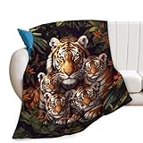 Tiger Blanket Forest Bady Tiger Decor Animal Throw Blanket Gifts for Girls Boys Tiger Lover Winter Couch Bedding Warm Soft Plush Lightweight Fleece Flannel Blanket for Kids Adults Men Women 50'X40'