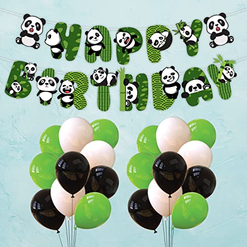 Image of FestikoCute Cartoon Panda Birthday Decoration Supplies (51 Pcs), Children Party Decoration,Girl Birthday Party Decoration Full Birthday Set Banner & Balloons for Birthday Decoration