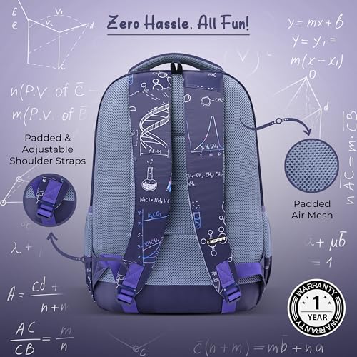 Image of Gear Astro Calculus 17 inch /30L Large Water Resistant School Bag | Casual Backpack | Daypack | Travel Backpack | Kids Bag for Boys /Girls (Purple - Orange)