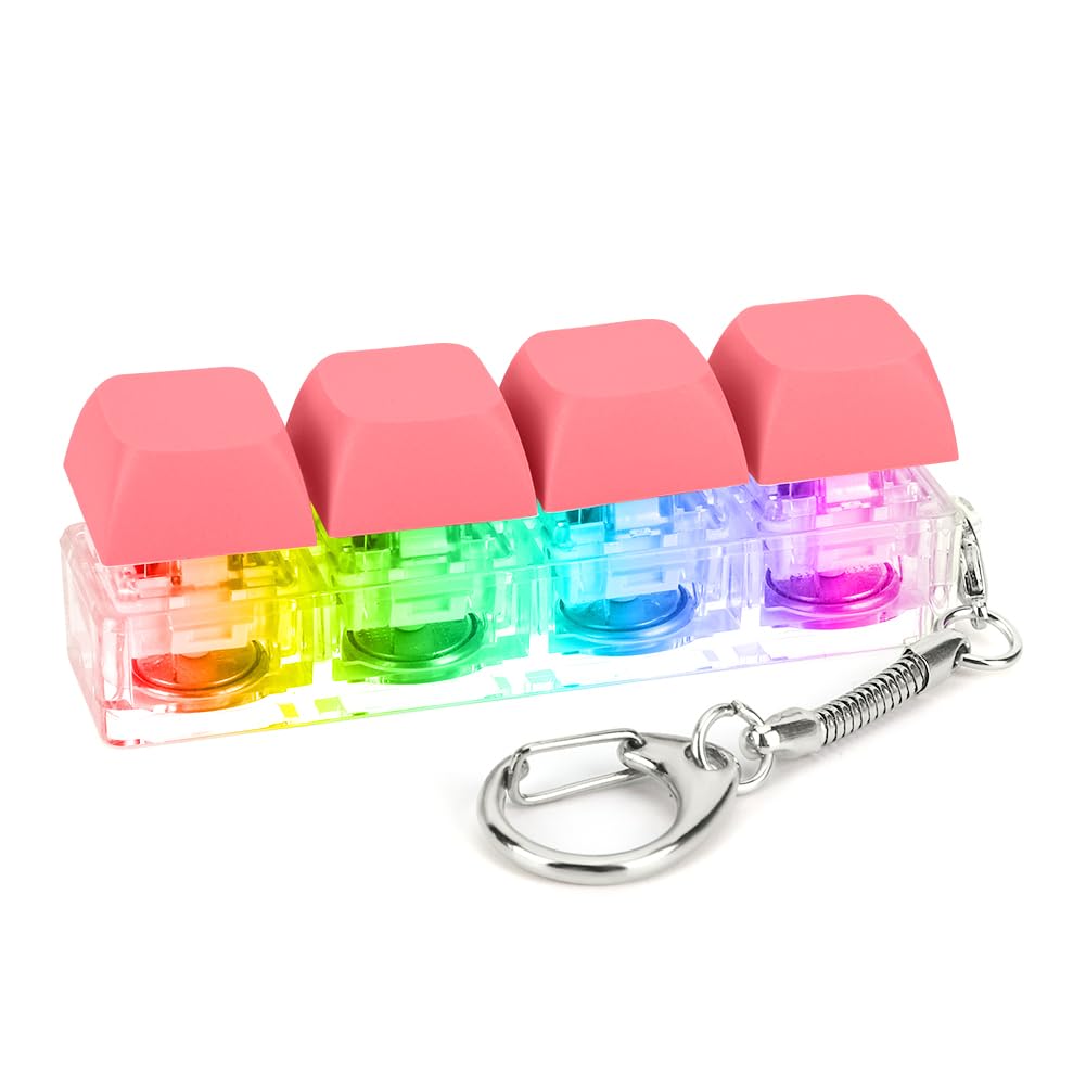 Llavero Fidget De Teclado Con Luces LED – 4 Teclas Clickeables Para Aliviar El Estrés Y Mejorar El Enfoque