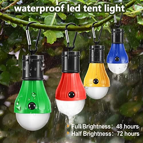 PEMOTech Camping Lights [5 Pack], Camping Accessories, 4 Lighting Modes Camping Light, Waterproof Portable Battery Operated Emergency Tent LED Light Bulb for Outside Camping Hiking Fishing Power Cuts