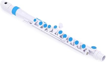Nuvo jFlute Beginner Student Flute White/Blue, Donut Head Joint, Waterproof ABS Plastic