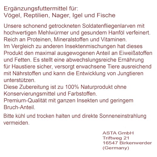 Ambiopet Soldatenfliegenlarven (Hermetia) getrocknet 5 + 5kg Packung, Black Soldier Fly, Protein- und fettreiches Wildvogelfutter, reich an Calcium und Laurinsäure
