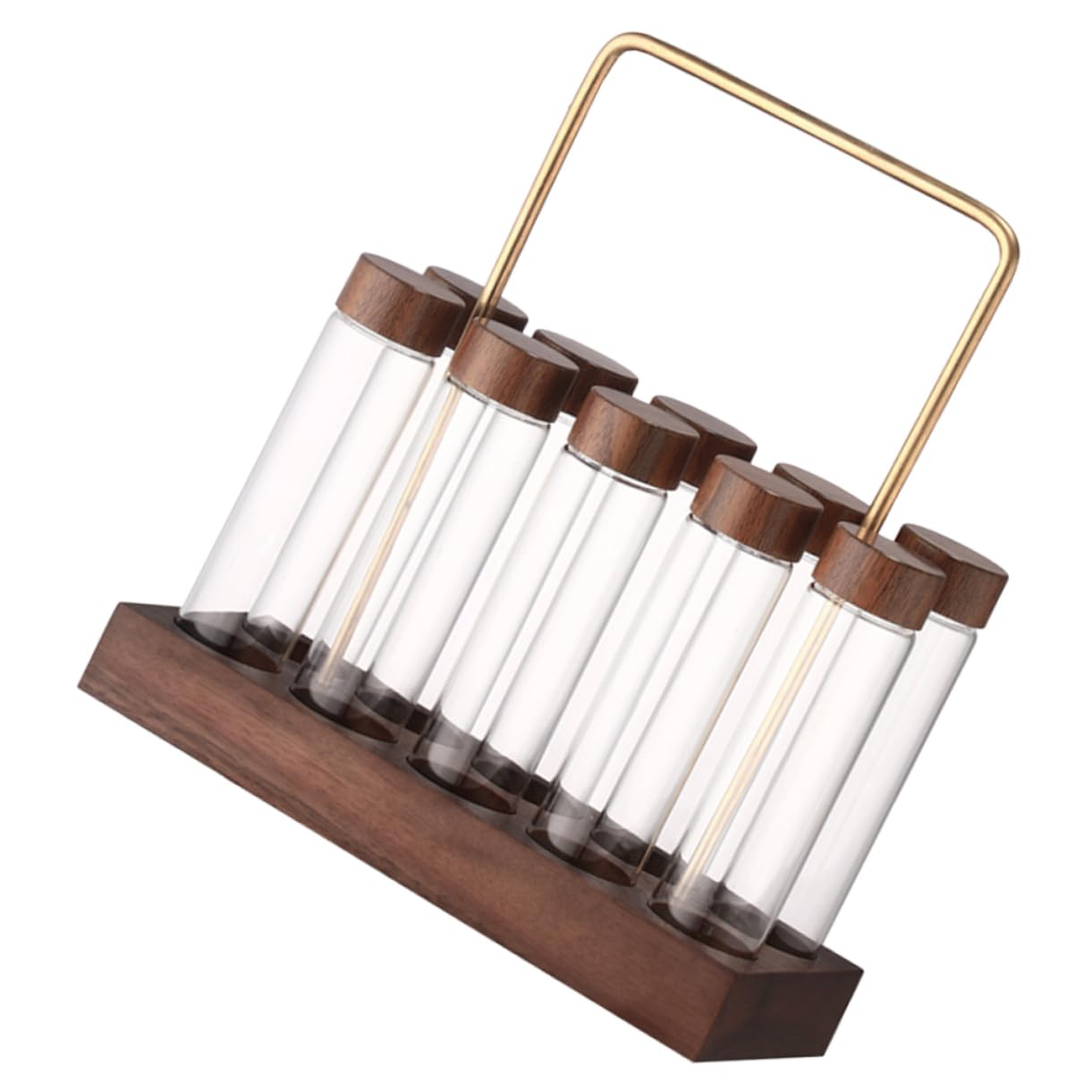 COLLBATH 1 Set Di Contenitori Ermetici in Tubo Conservazione Dei Chicchi Di Caffè Con Supporto in Legno Espositore Per Cereali E Caffè