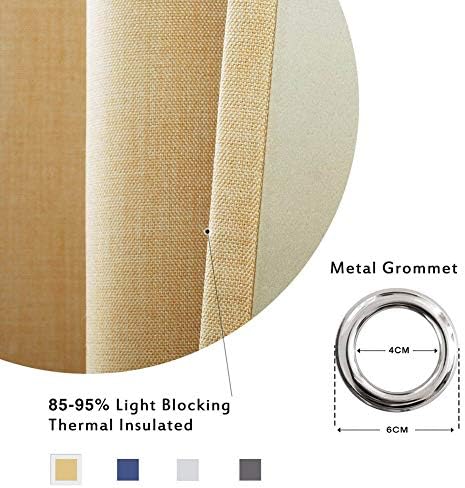 Singinglory Yellow Blackout Curtains 66x72 for Bedroom, 2 Panels Thermal Insulated Solid Window Treatment with Tiebacks for Living Room (Ochre,66x72)