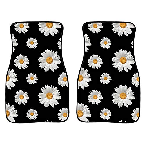 chaqlin Daisy Car Floor Mat Carpet for Women 2 Piece Mattress Backseat Nonslip Back Native Car Interior Protector Black