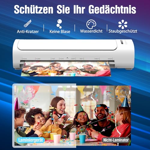 A3 Laminiergerät, 60s Quick Warm-up Laminiermaschine mit 52 Laminierblättern 13-Zoll-Kalt-Heiß-Laminierung 9 in-1 Laminiergerät mit Papierschneider Eckenabrunder für Büro Schule Geschäft Hausgebrauch