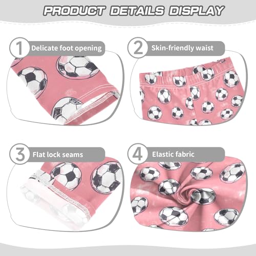 Football Pink Pattern Girls Leggings Soft Comfortable Athletic Leggings Dancing Pants for 4-10 Years3