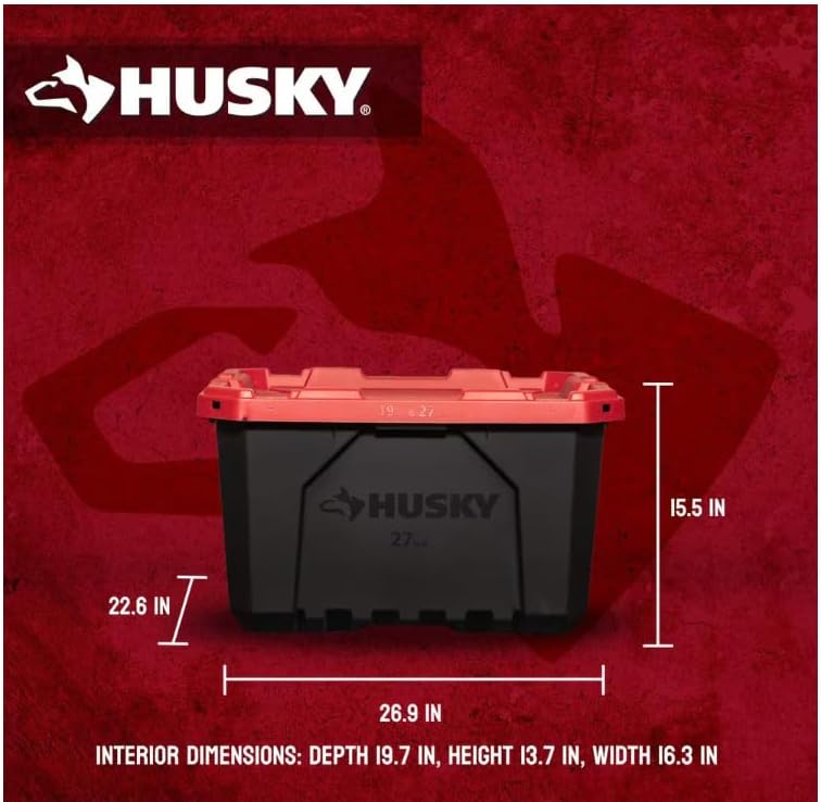 27 Gal. Pro Grip Storage Tote in Black with Red Lid